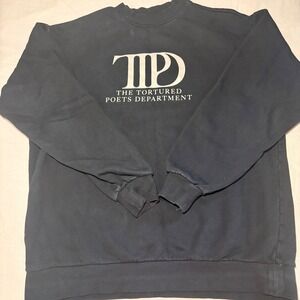 Taylor Swift The Tortured Poets Department TTPD Black Graphic Crewneck Large